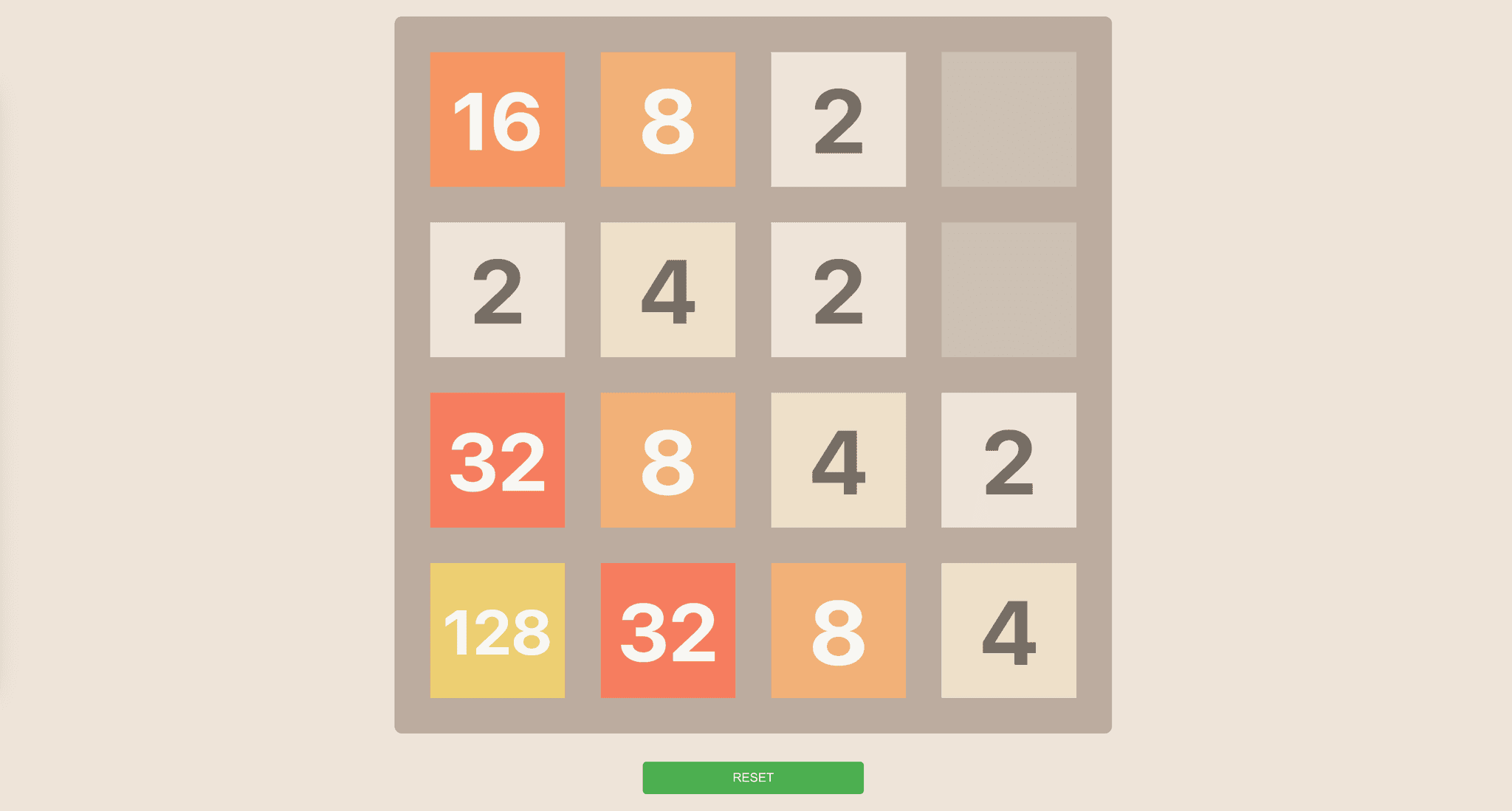 An image of the [Solo] 2048 game project.